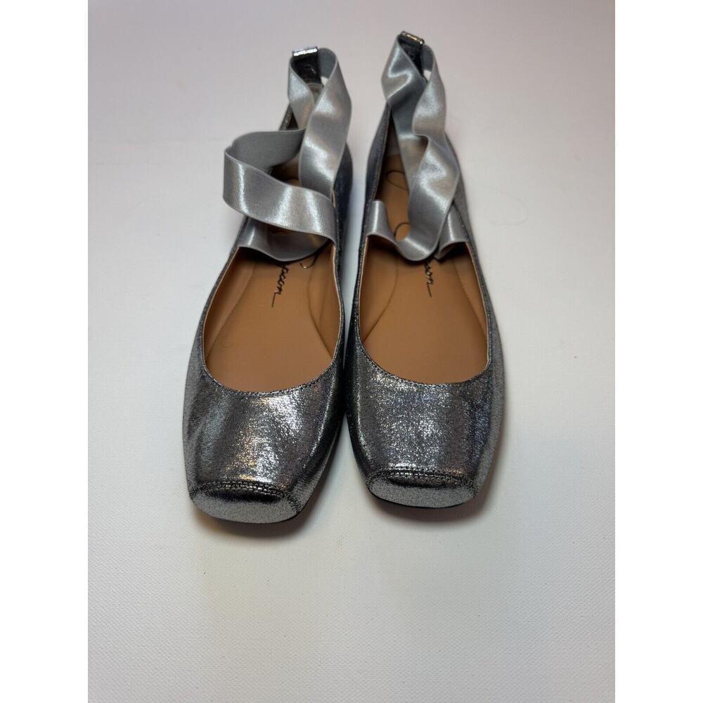 Jessica Simpson Woman's Mandalaye Ballet Flats Silver Metallic Fabric 10